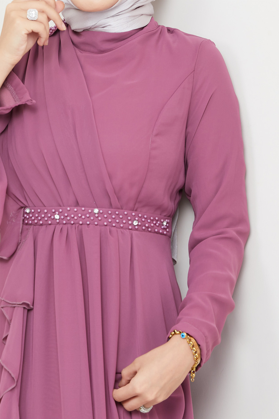 ROSE COLOR   EVENING DRESS  